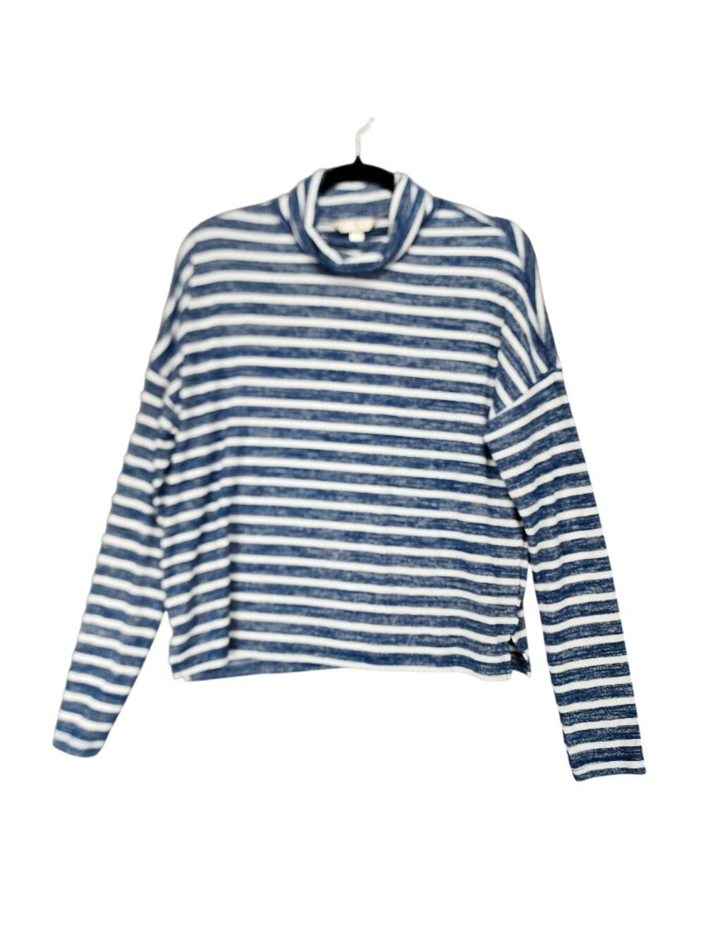 Banana Republic Shirt Womens Medium Blue White Striped Turtleneck